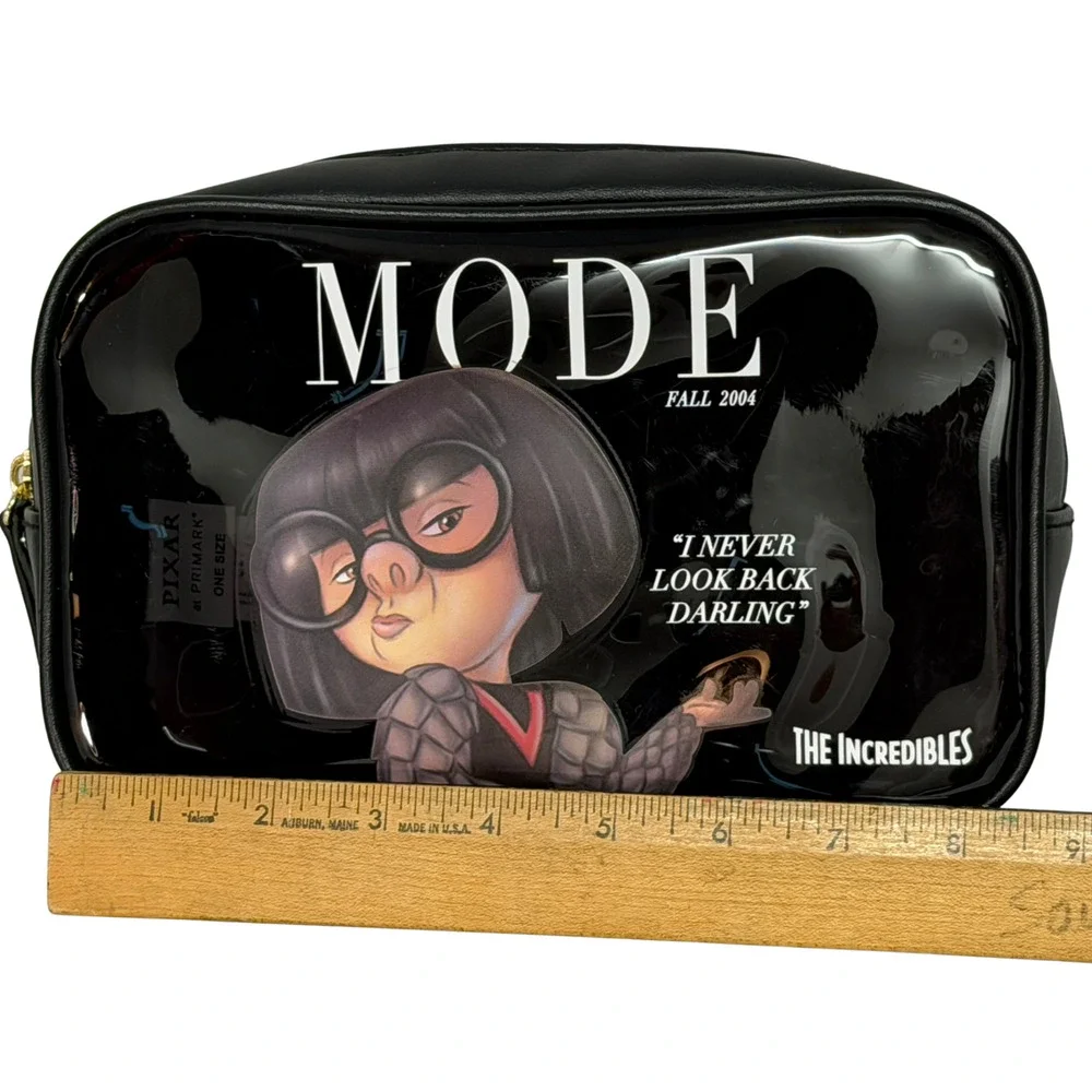 Disney Pixar Incredibles Edna I Never Look Back Darling Vinyl Cosmetic Bag Black